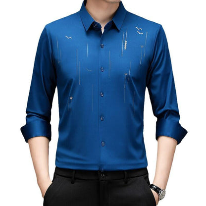 2024 Spring And Autumn New Men's Seamless POLO Shirt Middle-aged Casual Long-sleeved T-shirt Men's Shirt Men's Top