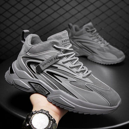 Men's new trendy breathable mesh lace up running shoes