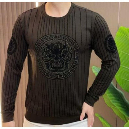 Men's new long sleeved fashionable trend slim fit round neck sweatshirt