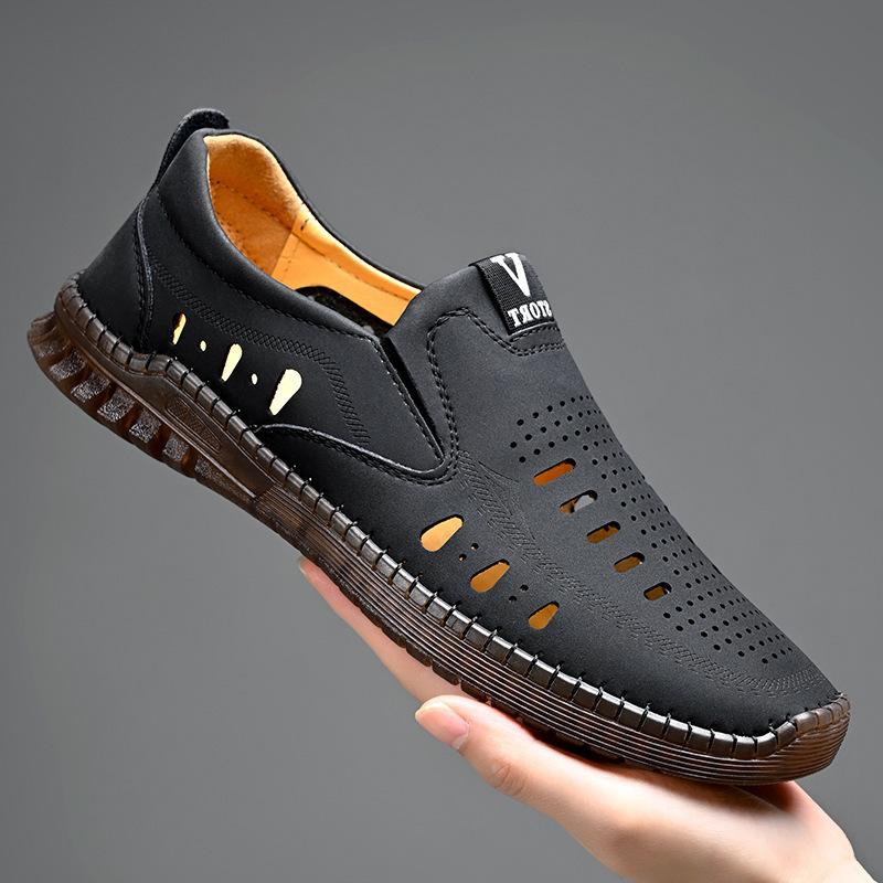 🔥Limited Time Offer 49% OFF🔥Men's New Hollow Breathable Soft Sole Comfortable Casual Leather Shoes