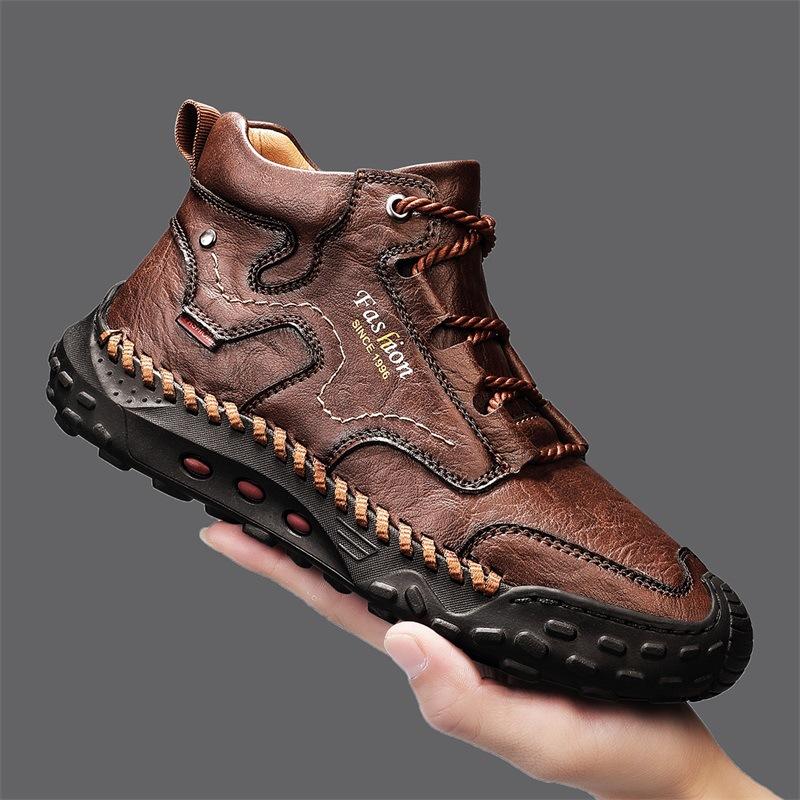 Men's Hand-Sewn Lace-Up Hiking Outdoor Boots