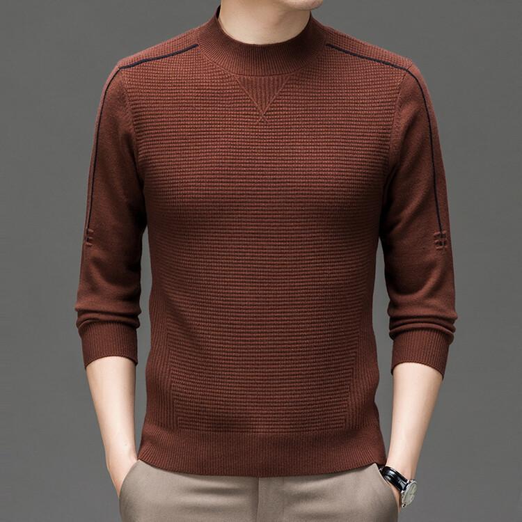 Men's Semi High Neck Autumn And Winter Casual Sweater Knitted Sweater