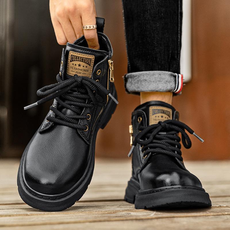 Men's new American style mid top high-end retro work boots
