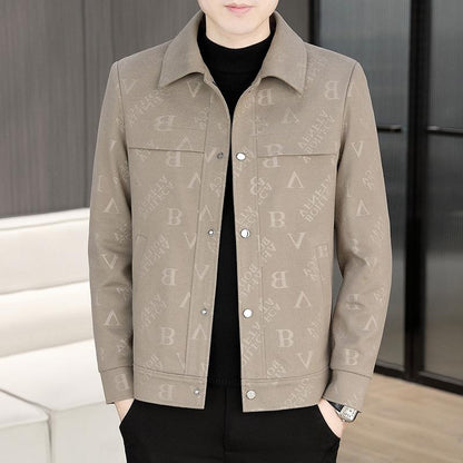 Men's high-end lapel business casual fleece jacket