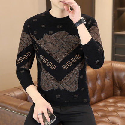 Men's thick warm round neck knitted sweater