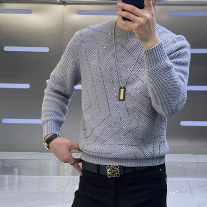 Men's new sequined red collar fashionable casual sweater