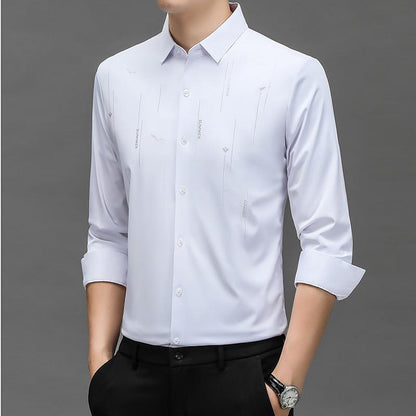 2024 Spring And Autumn New Men's Seamless POLO Shirt Middle-aged Casual Long-sleeved T-shirt Men's Shirt Men's Top