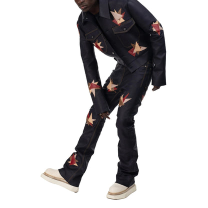 Men's Embroidered Denim Two-piece Set