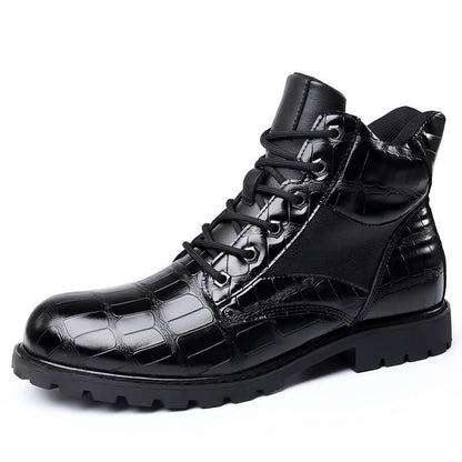 Men's autumn and winter crocodile leather Martin boots