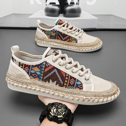 Men's Trendy Ethnic Style Low Top Skateboard Shoes