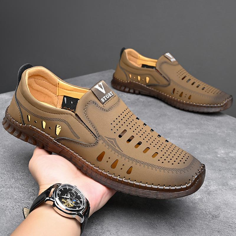 🔥Limited Time Offer 49% OFF🔥Men's New Hollow Breathable Soft Sole Comfortable Casual Leather Shoes