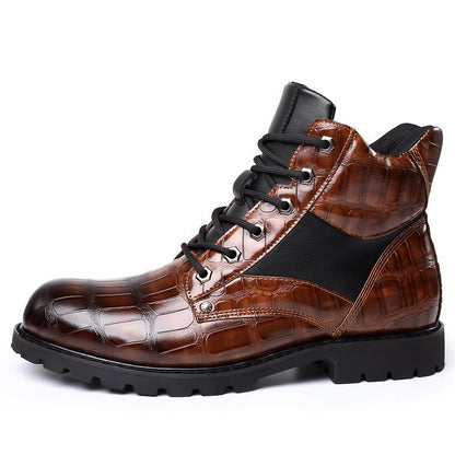 Men's autumn and winter crocodile leather Martin boots