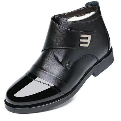 Men's Warm And Velvet Genuine Leather Velcro Cotton Leather Shoes