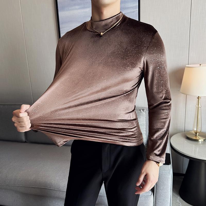 Men's new fashionable semi high neck knitted sweater