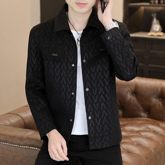 Men's Collar Casual And Fashionable Jacquard Jacket