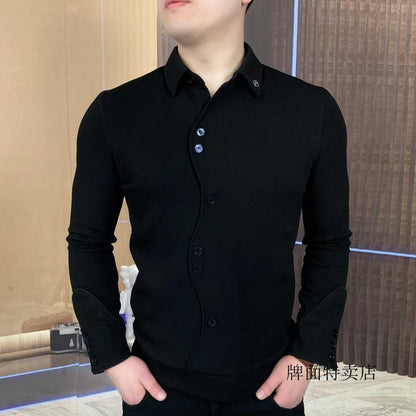 2024 "Spring Wear" Lianhua Placket Men's Long Sleeve Wear Fashion Autumn Men's Jacket Fashion Break