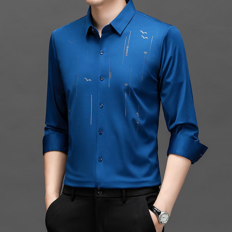 2024 Spring And Autumn New Men's Seamless POLO Shirt Middle-aged Casual Long-sleeved T-shirt Men's Shirt Men's Top