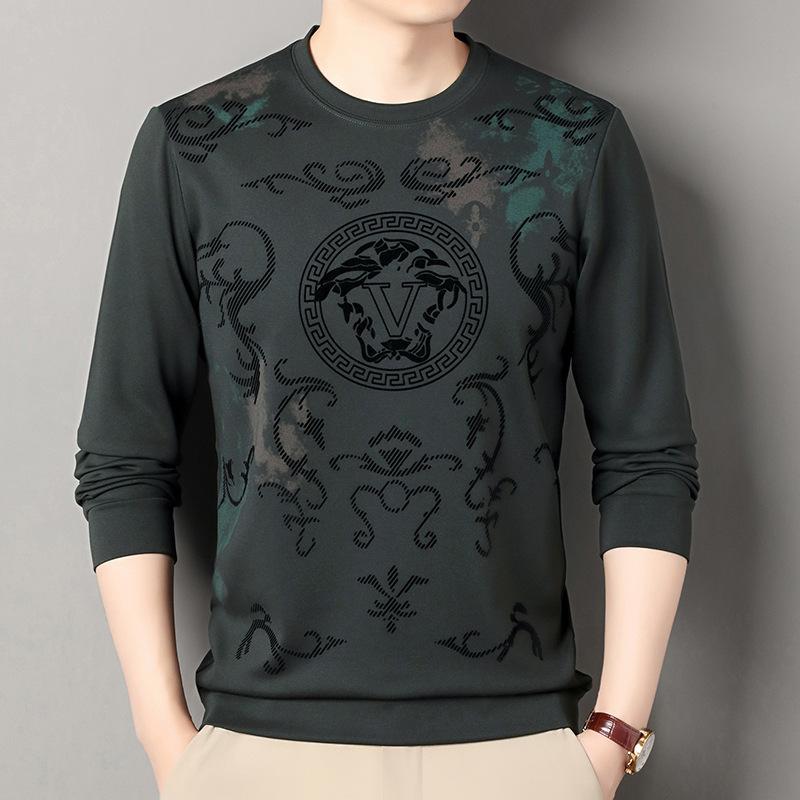 Men's Casual Fashion Printed Round Neck Long Sleeved Shirt