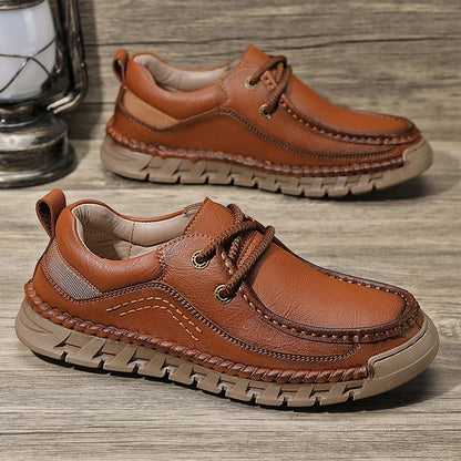 Men's Casual Comfortable Non-Slip Genuine Leather Hand-Sewn Shoes