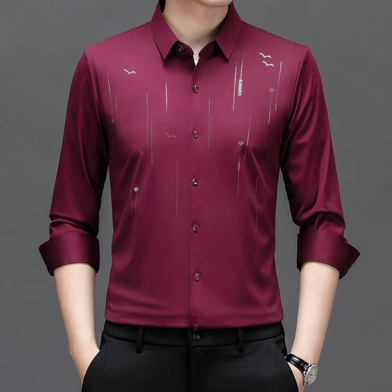 2024 Spring And Autumn New Men's Seamless POLO Shirt Middle-aged Casual Long-sleeved T-shirt Men's Shirt Men's Top