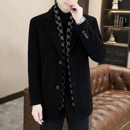 Men's Medium To Long Thick Down Woolen Coat