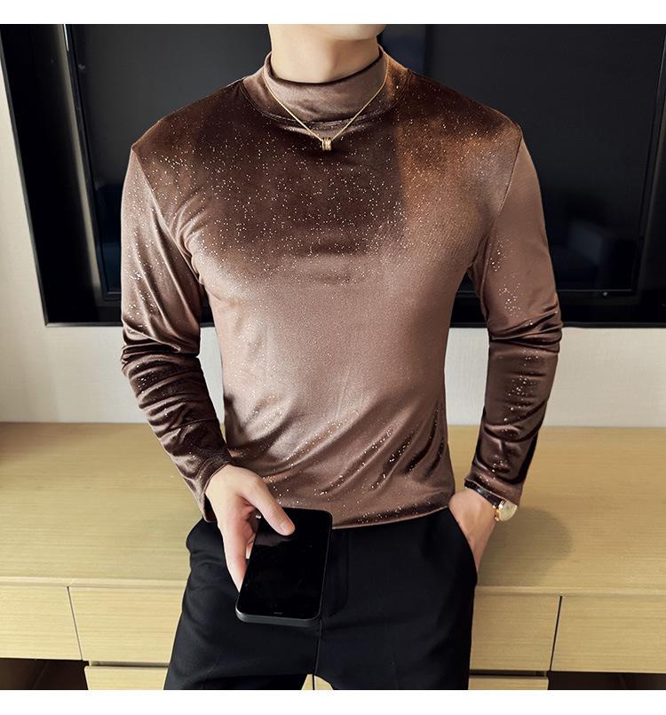 Men's new fashionable semi high neck knitted sweater