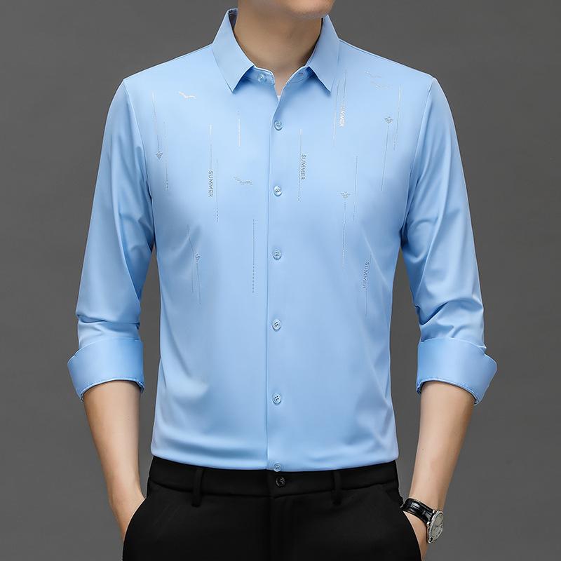 2024 Spring And Autumn New Men's Seamless POLO Shirt Middle-aged Casual Long-sleeved T-shirt Men's Shirt Men's Top