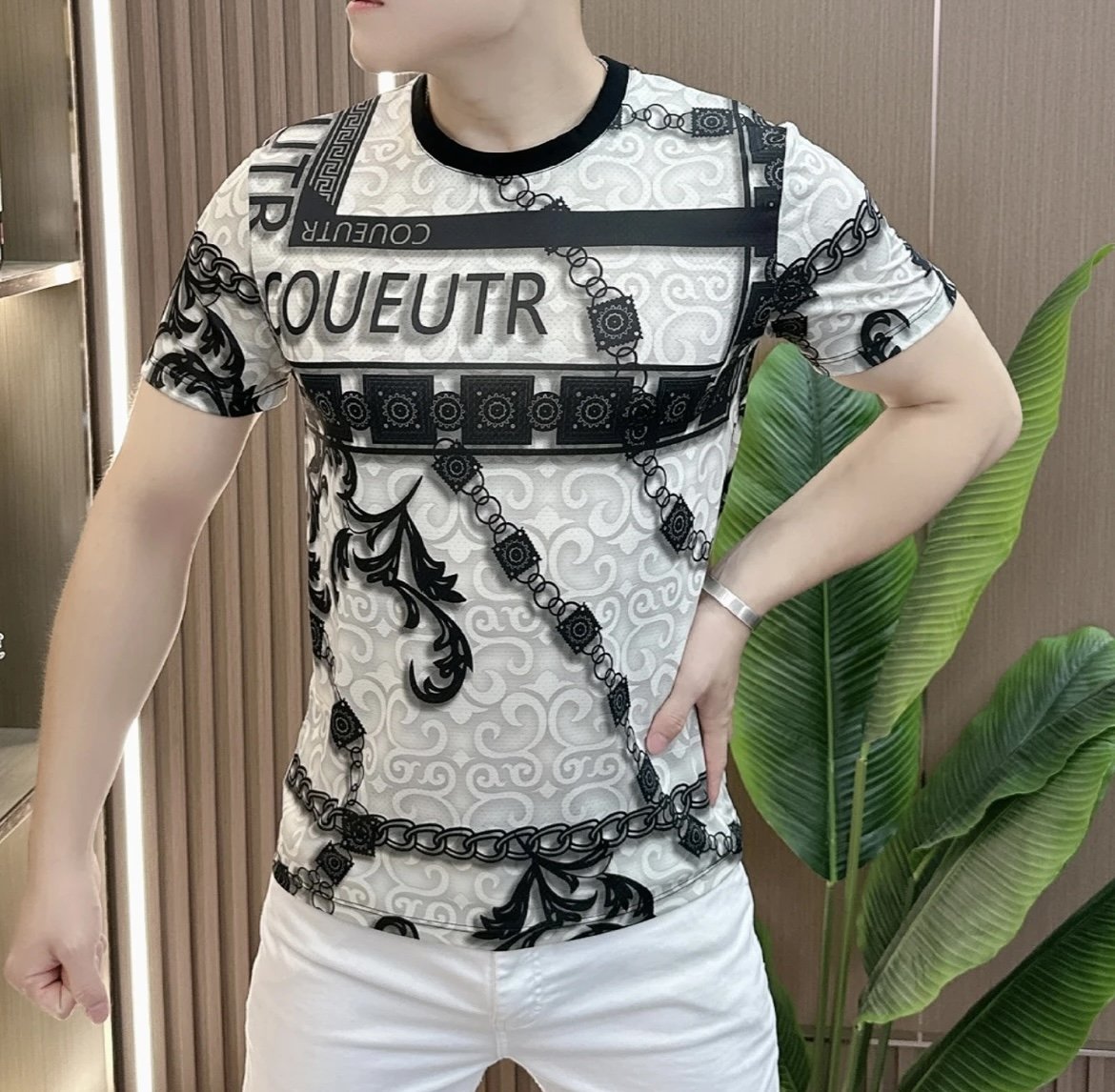 Men's Totem Printed Ice Silk Short Sleeve