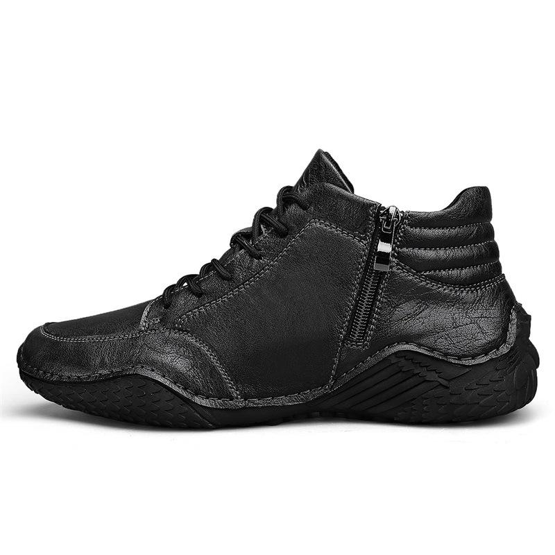 Men's trendy new leather zipper high top shoes