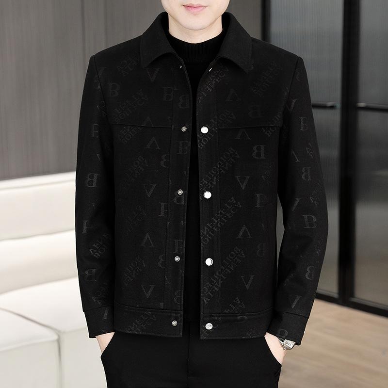 Men's high-end lapel business casual fleece jacket