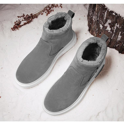 Men's winter new style mid top outdoor warm and plush thick one foot cotton shoes