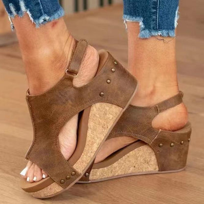 🔥Limited Time Offer 49% OFF🔥Women's Leather Platform Wedge Orthopedic Sandals