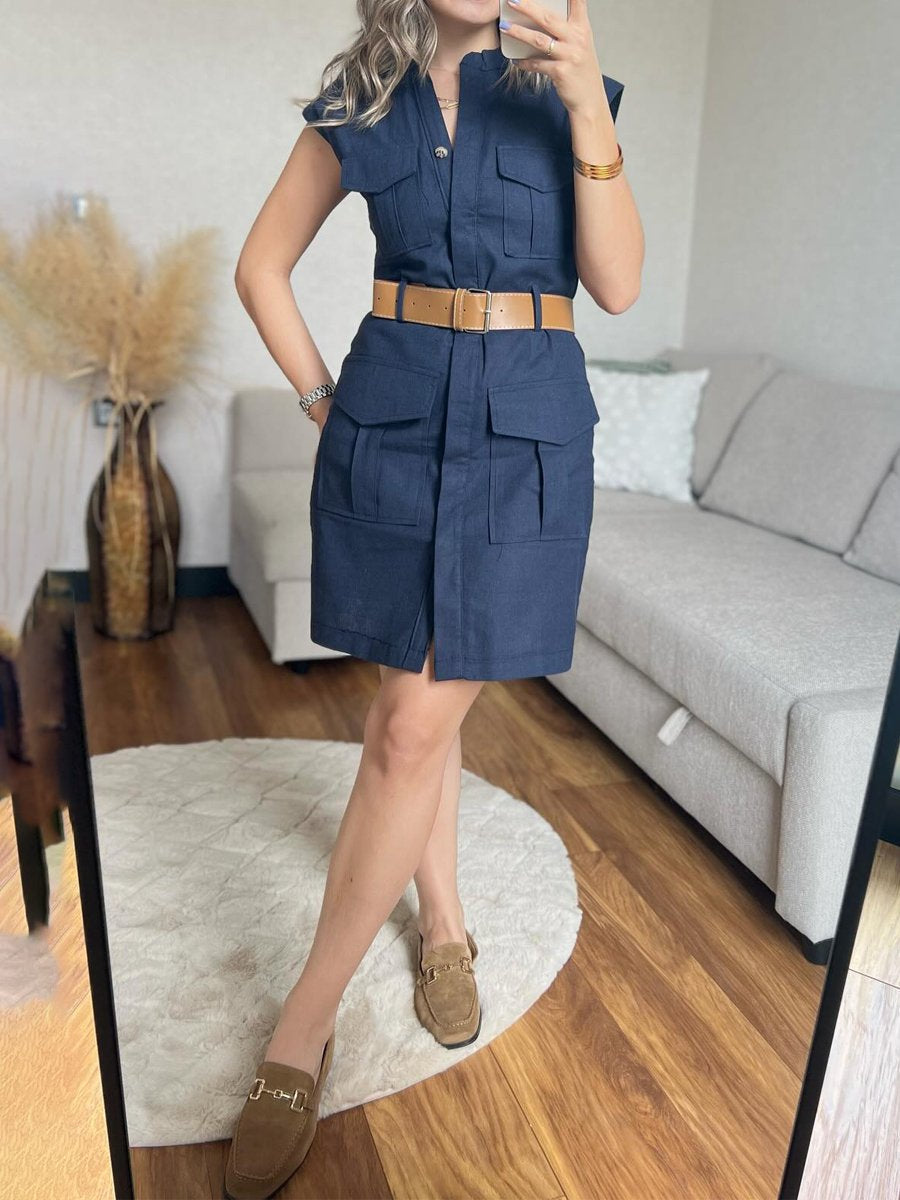 🔥Limited Time Offer 49% OFF🔥Sleeveless Solid Pockets Mini Dress