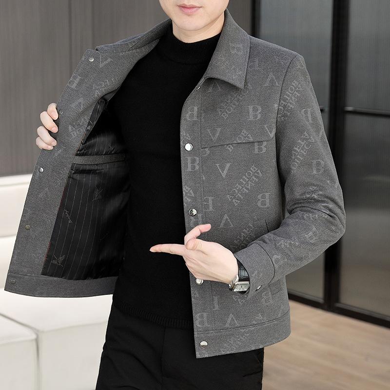 Men's high-end lapel business casual fleece jacket