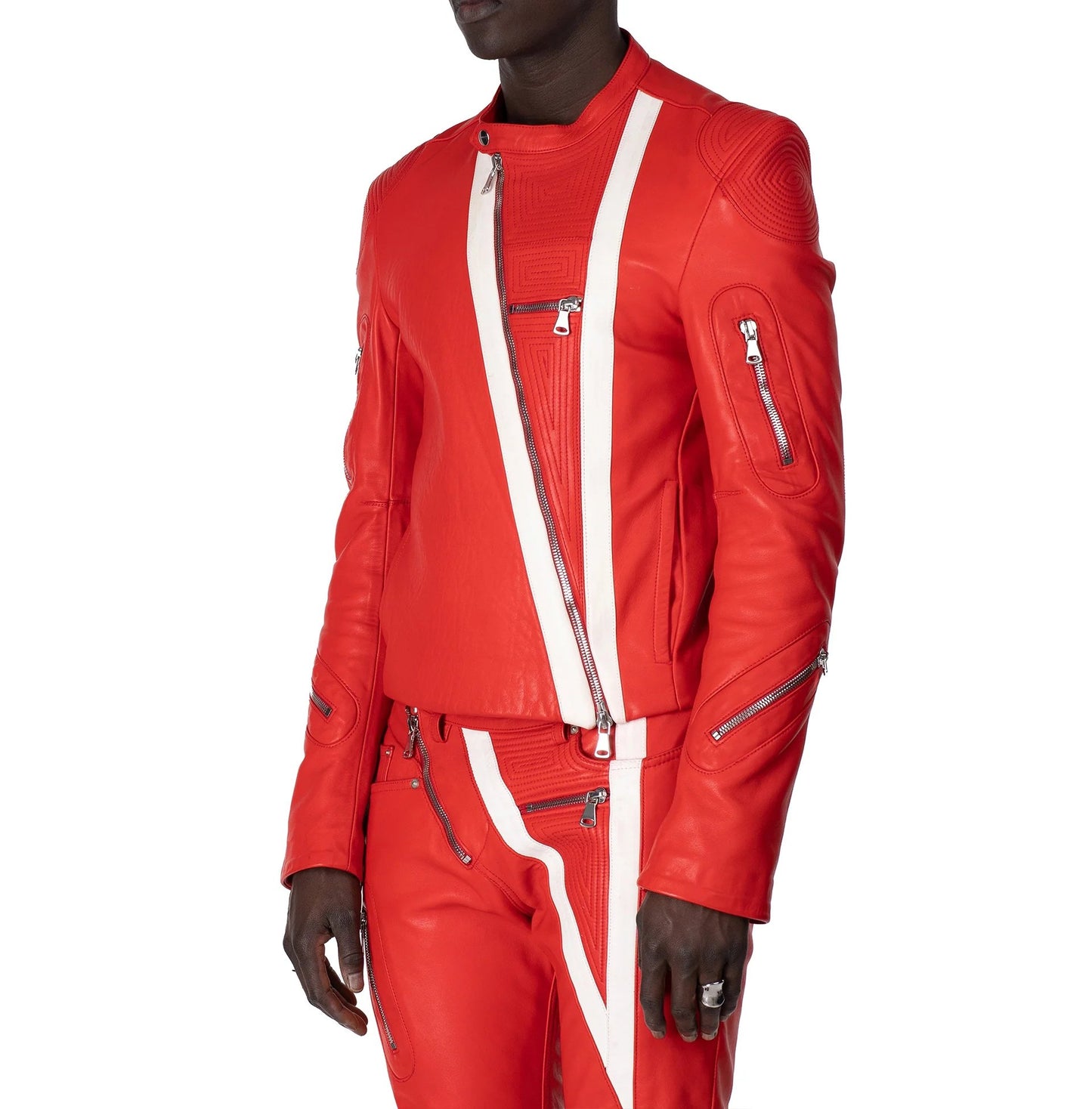 Men's Leather Zipper Two-piece Set