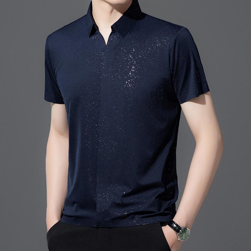 Men's fashion casual trend seamless loose short sleeved shirt