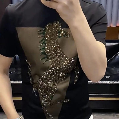 🔥Limited Time Offer 49% OFF🔥Men's Summer New Ice Silk Hot Diamond Short Sleeve
