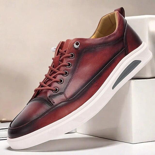 Men's Premium Cowhide Leather Casual Sneakers