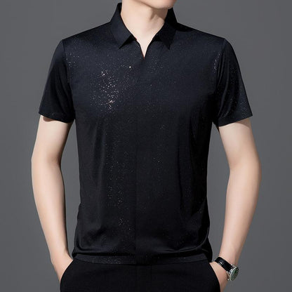 Men's fashion casual trend seamless loose short sleeved shirt