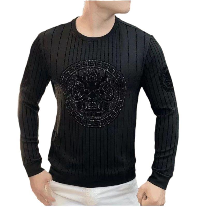 Men's new long sleeved fashionable trend slim fit round neck sweatshirt