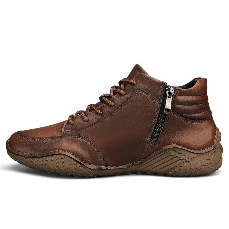 Men's trendy new leather zipper high top shoes