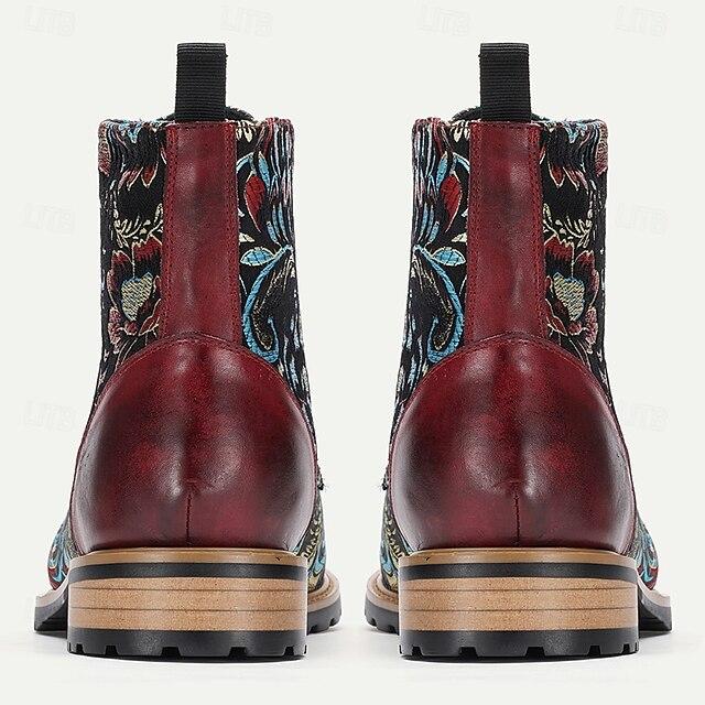 Men's Premium Leather Floral Oxford Boots