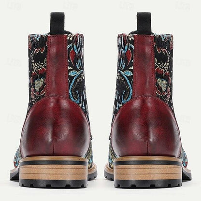 Men's Premium Leather Floral Oxford Boots