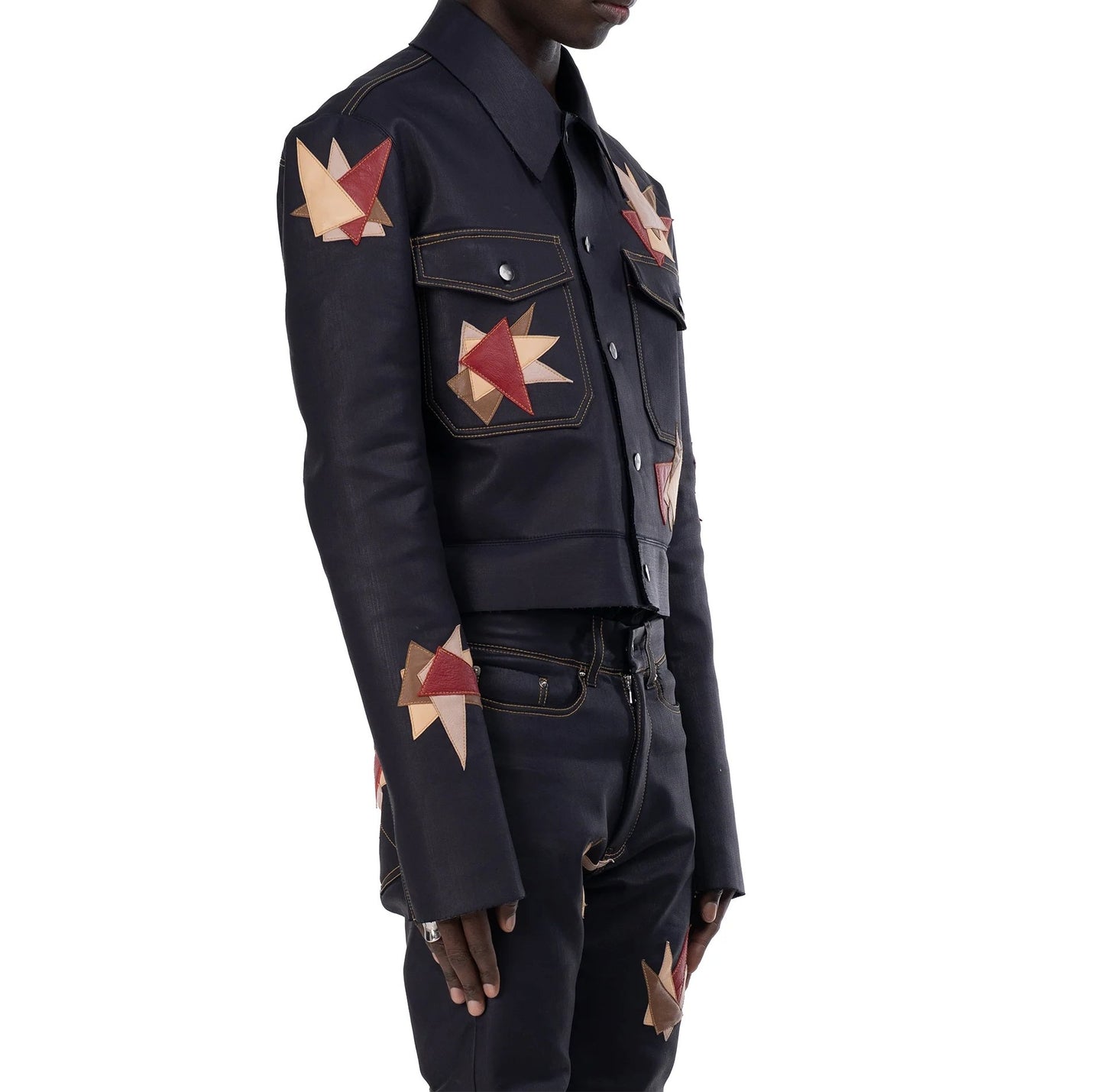 Men's Embroidered Denim Two-piece Set