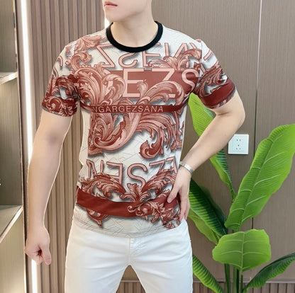 Men's Summer Totem Printed Ice Silk Short Sleeve