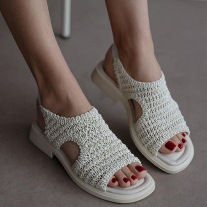 🔥Limited Time Offer 49% OFF🔥Genuine Leather Wicker Detailed Sandals