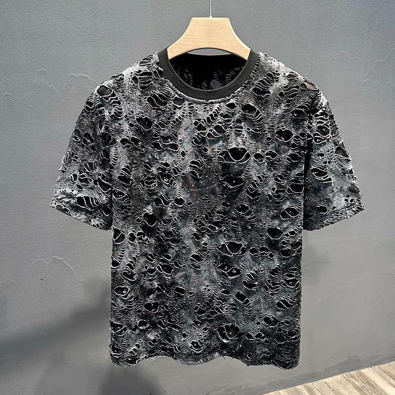 Men's new summer loose casual versatile tie dye short sleeved shirt