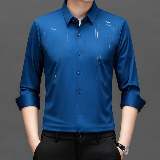 2024 Spring And Autumn New Men's Seamless POLO Shirt Middle-aged Casual Long-sleeved T-shirt Men's Shirt Men's Top