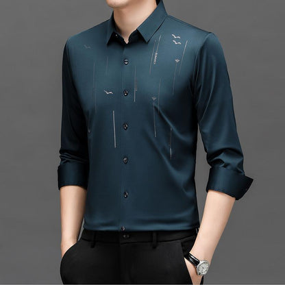 2024 Spring And Autumn New Men's Seamless POLO Shirt Middle-aged Casual Long-sleeved T-shirt Men's Shirt Men's Top