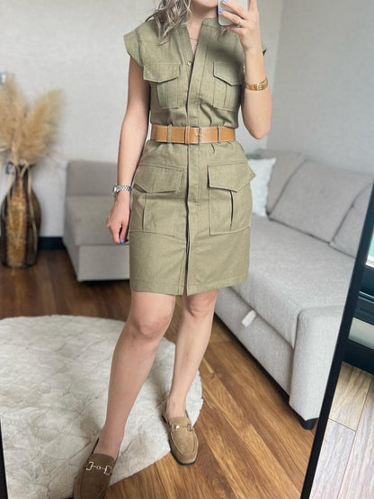 🔥Limited Time Offer 49% OFF🔥Sleeveless Solid Pockets Mini Dress